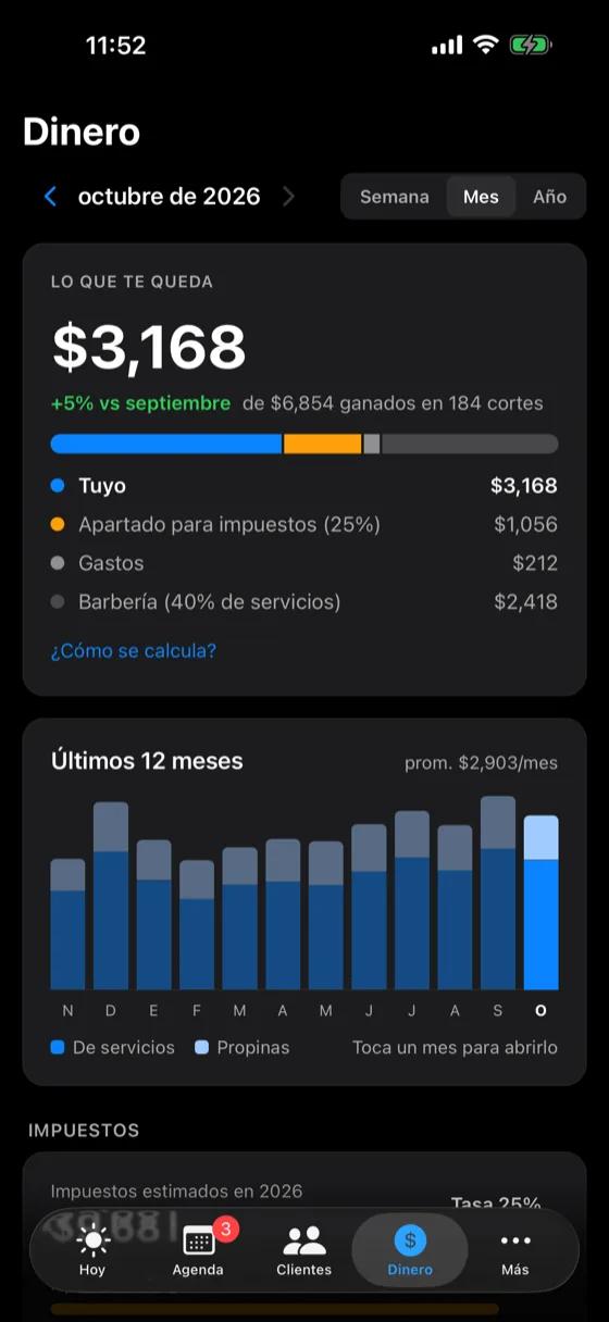 Pantalla Dinero con lo que te queda del mes
